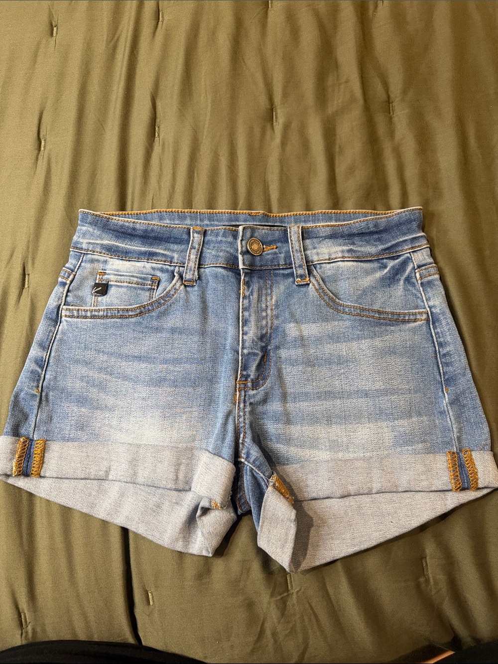 KanCan Light Blue Rolled-Hem Denim Shorts